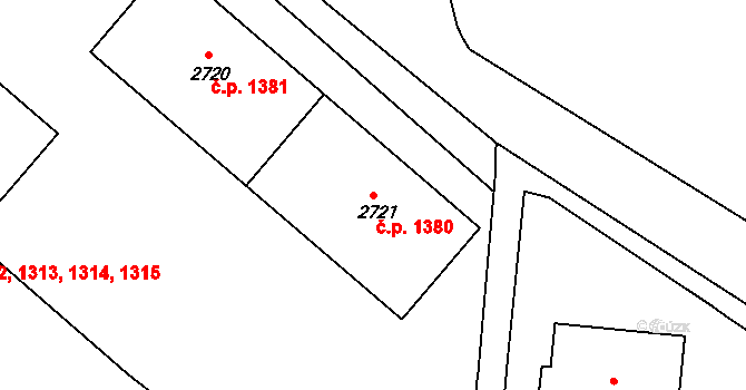 Neratovice 1380 na parcele st. 2721 v KÚ Neratovice, Katastrální mapa