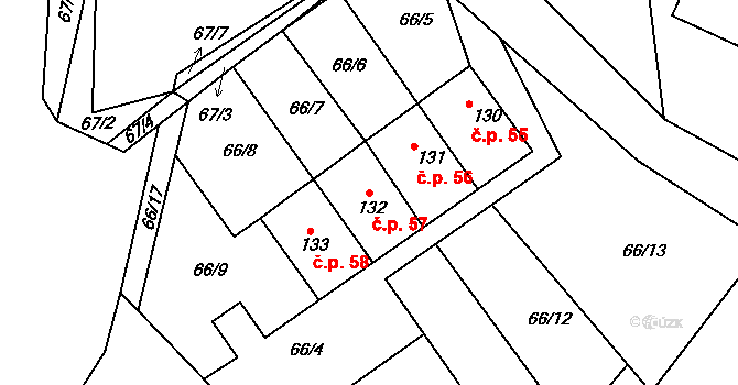 Míčov 57, Míčov-Sušice na parcele st. 132 v KÚ Míčov, Katastrální mapa