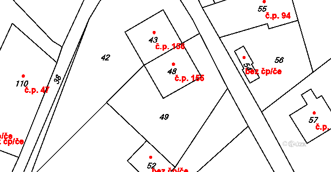 Olbramice 155 na parcele st. 48 v KÚ Olbramice, Katastrální mapa