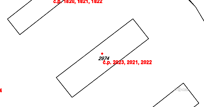 Rakovník II 2021,2022,2023, Rakovník na parcele st. 2974 v KÚ Rakovník, Katastrální mapa
