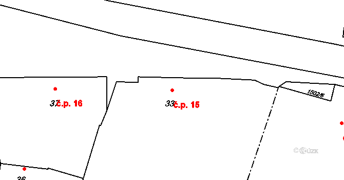 Kočín 15 na parcele st. 33 v KÚ Kočín u Kralovic, Katastrální mapa