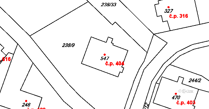 Ždírec nad Doubravou 404 na parcele st. 547 v KÚ Ždírec nad Doubravou, Katastrální mapa