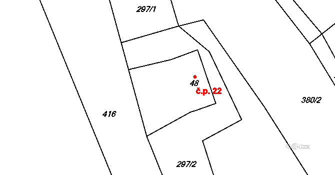 Proruby 22, Brzice na parcele st. 48 v KÚ Proruby, Katastrální mapa