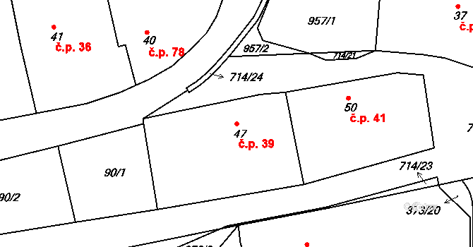 Lipovka 39, Rychnov nad Kněžnou na parcele st. 47 v KÚ Lipovka u Rychnova nad Kněžnou, Katastrální mapa
