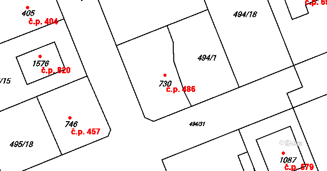 Šťáhlavy 486 na parcele st. 730 v KÚ Šťáhlavy, Katastrální mapa