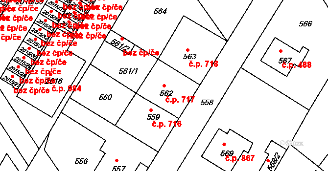 Týniště nad Orlicí 717 na parcele st. 562 v KÚ Týniště nad Orlicí, Katastrální mapa
