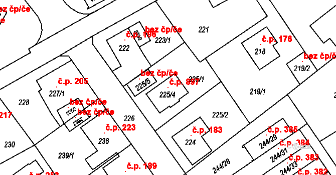 Liberec XII-Staré Pavlovice 897, Liberec na parcele st. 225/4 v KÚ Staré Pavlovice, Katastrální mapa