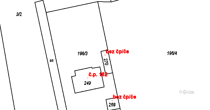 Bouzov 106709976 na parcele st. 270 v KÚ Bouzov, Katastrální mapa