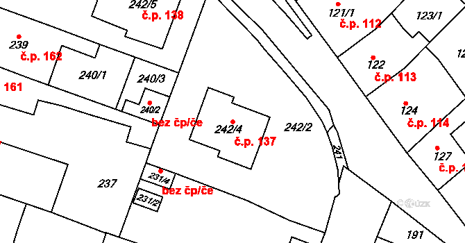 Moravský Krumlov 137 na parcele st. 242/4 v KÚ Moravský Krumlov, Katastrální mapa