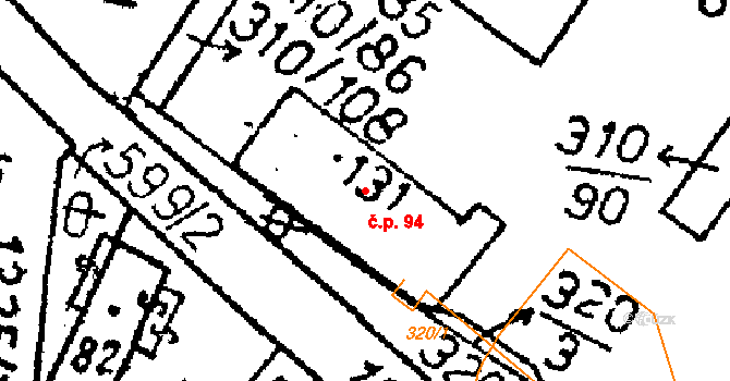 Dobřeň 94, Suchdol na parcele st. 131 v KÚ Dobřeň u Kutné Hory, Katastrální mapa