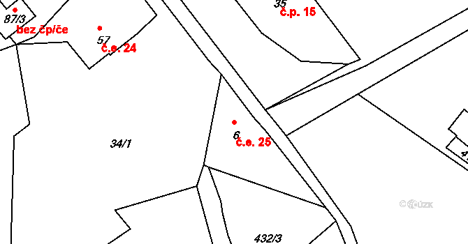 Lípa 25, Merklín na parcele st. 6 v KÚ Lípa, Katastrální mapa
