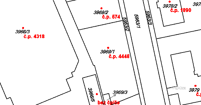 Jihlava 4448 na parcele st. 3969/1 v KÚ Jihlava, Katastrální mapa