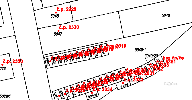 Jihlava 2017 na parcele st. 5049/10 v KÚ Jihlava, Katastrální mapa