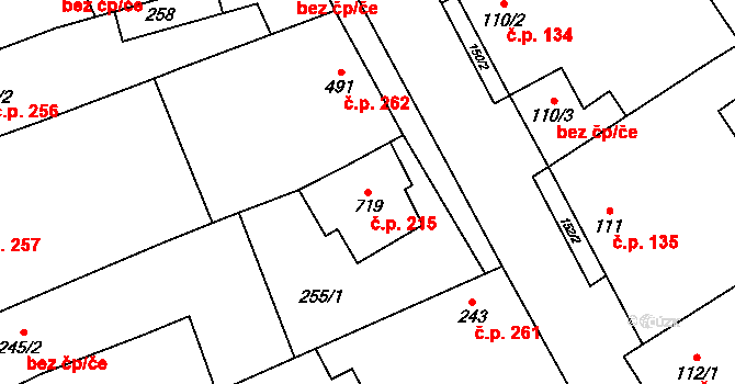 Dambořice 215 na parcele st. 719 v KÚ Dambořice, Katastrální mapa