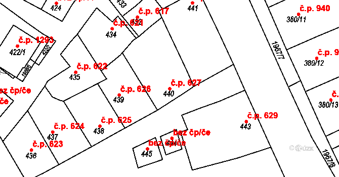 Mistřín 627, Svatobořice-Mistřín na parcele st. 440 v KÚ Mistřín, Katastrální mapa