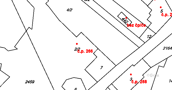 Lindava 266, Cvikov na parcele st. 2/2 v KÚ Lindava, Katastrální mapa