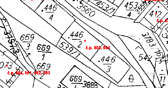 Cvikov II 603,604, Cvikov na parcele st. 446/2 v KÚ Cvikov, Katastrální mapa