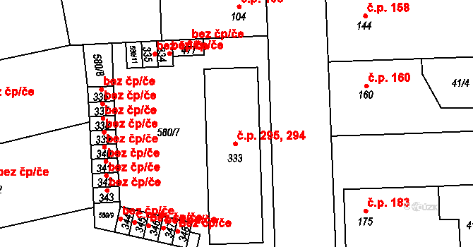 Bohušovice nad Ohří 294 na parcele st. 333 v KÚ Bohušovice nad Ohří, Katastrální mapa