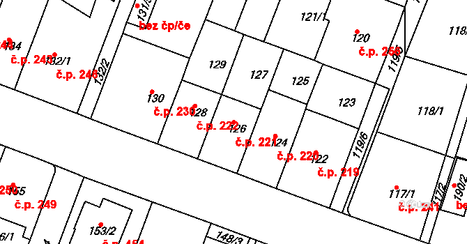 Řetenice 221, Teplice na parcele st. 126 v KÚ Teplice-Řetenice, Katastrální mapa