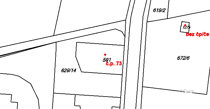 Parník 73, Česká Třebová na parcele st. 591 v KÚ Parník, Katastrální mapa