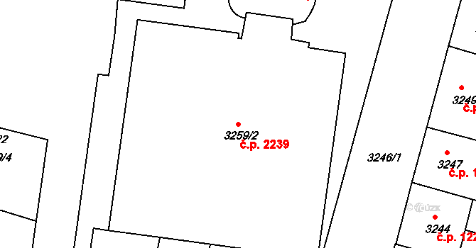 České Budějovice 3 2239, České Budějovice na parcele st. 3259/2 v KÚ České Budějovice 3, Katastrální mapa