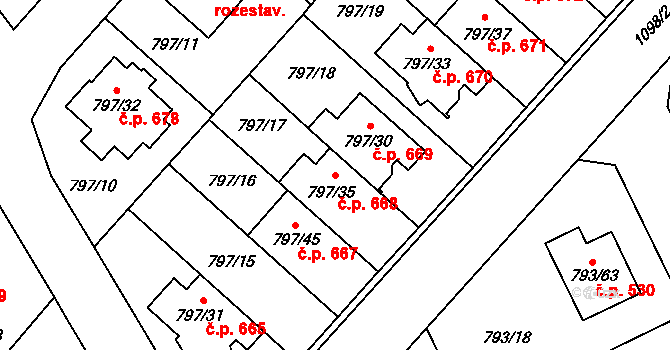 Lázně Bohdaneč 668 na parcele st. 797/35 v KÚ Lázně Bohdaneč, Katastrální mapa