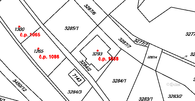 Kraslice 1988 na parcele st. 3293 v KÚ Kraslice, Katastrální mapa