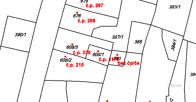 Litovel 1179 na parcele st. 608/1 v KÚ Litovel, Katastrální mapa