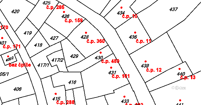 Předměstí 459, Litoměřice na parcele st. 430 v KÚ Litoměřice, Katastrální mapa