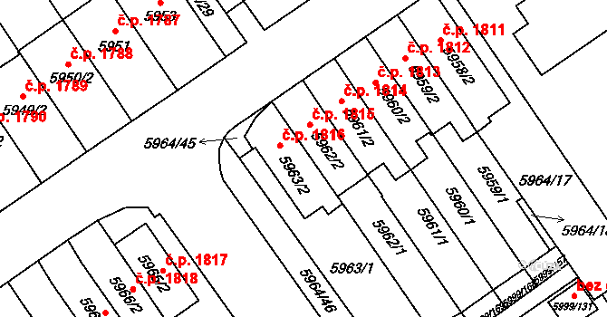 Velké Meziříčí 1815 na parcele st. 5962/2 v KÚ Velké Meziříčí, Katastrální mapa