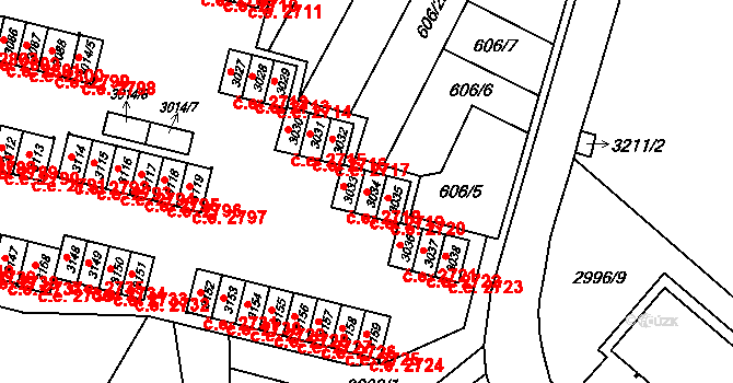 Podlesí 2719, Havířov na parcele st. 3034 v KÚ Bludovice, Katastrální mapa