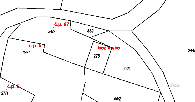 Broumy 40561976 na parcele st. 278 v KÚ Broumy, Katastrální mapa