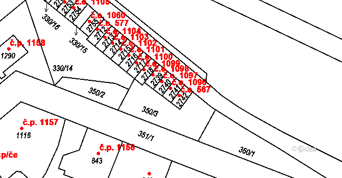 Náchod 1096 na parcele st. 2741 v KÚ Náchod, Katastrální mapa