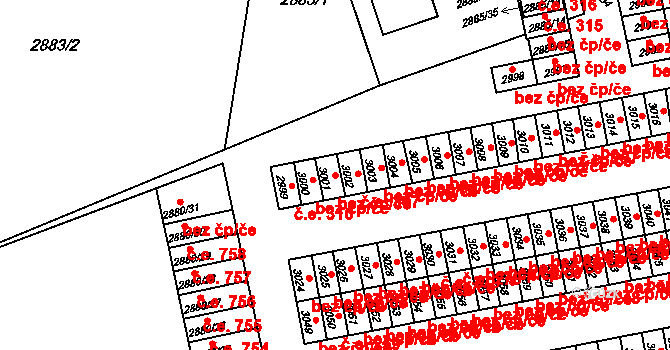Orlová 43975976 na parcele st. 3001 v KÚ Horní Lutyně, Katastrální mapa