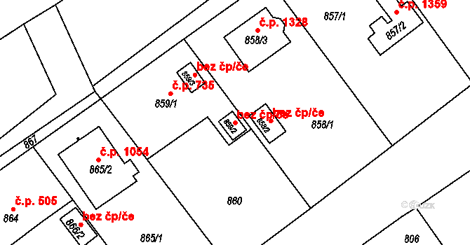 Orlová 43981976 na parcele st. 859/2 v KÚ Poruba u Orlové, Katastrální mapa