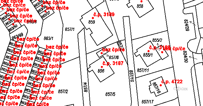 Jablonec nad Nisou 44229976 na parcele st. 857/6 v KÚ Mšeno nad Nisou, Katastrální mapa