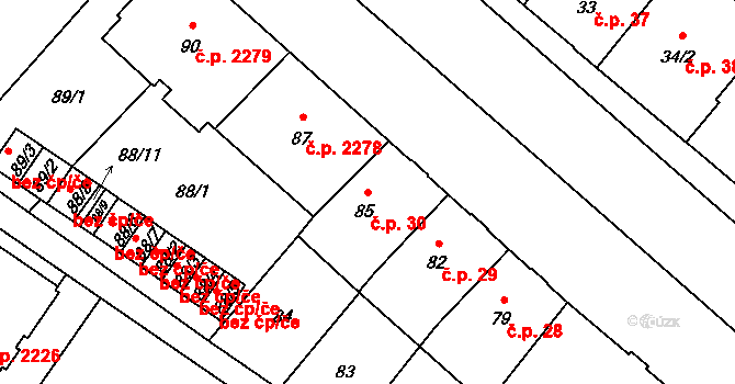 Předměstí 30, Opava na parcele st. 85 v KÚ Opava-Předměstí, Katastrální mapa