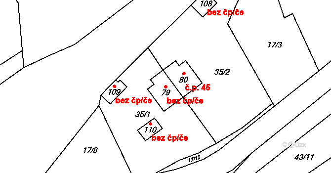 Pelhřimov 45265976 na parcele st. 79 v KÚ Lešov, Katastrální mapa