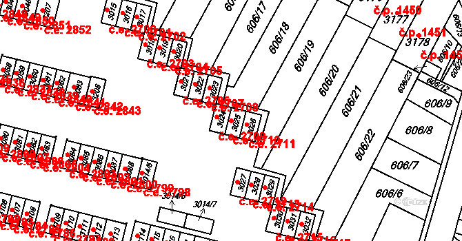 Podlesí 2710, Havířov na parcele st. 3025 v KÚ Bludovice, Katastrální mapa