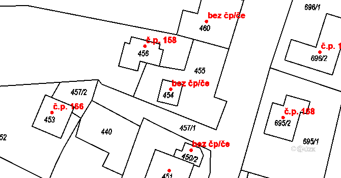 Vrchoslavice 49709976 na parcele st. 454 v KÚ Vrchoslavice, Katastrální mapa
