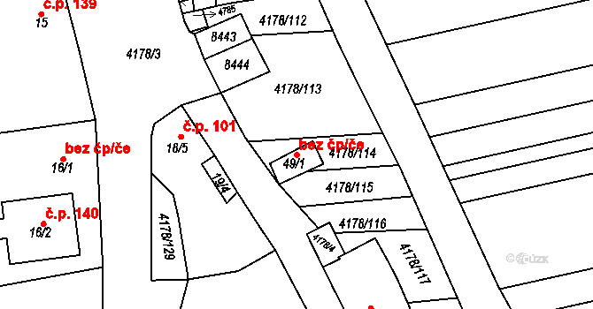 Žarošice 50188976 na parcele st. 49/1 v KÚ Žarošice, Katastrální mapa