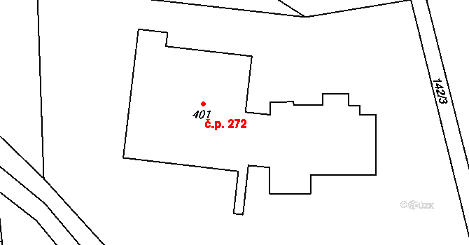Trnová 272 na parcele st. 401 v KÚ Trnová u Jíloviště, Katastrální mapa