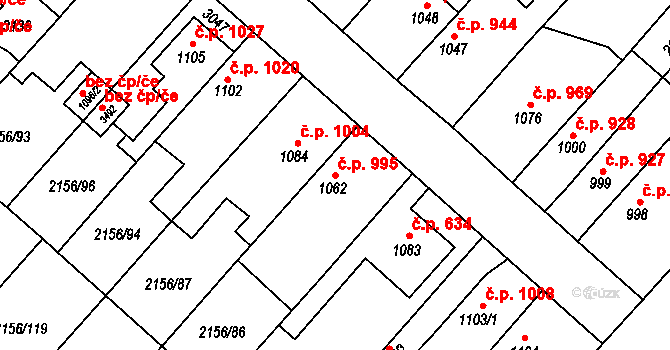 Choceň 995 na parcele st. 1062 v KÚ Choceň, Katastrální mapa