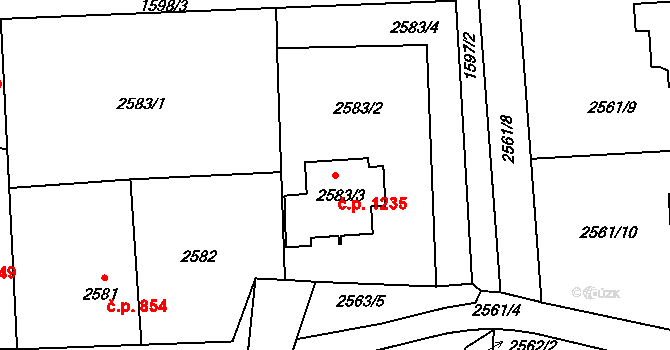 Horní Suchá 1235 na parcele st. 2583/3 v KÚ Horní Suchá, Katastrální mapa