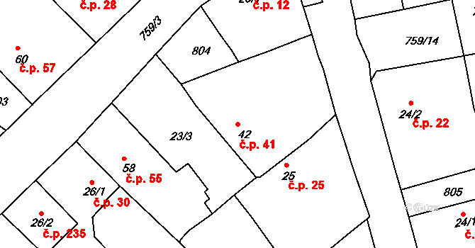 Mlékojedy 41, Neratovice na parcele st. 42 v KÚ Mlékojedy u Neratovic, Katastrální mapa