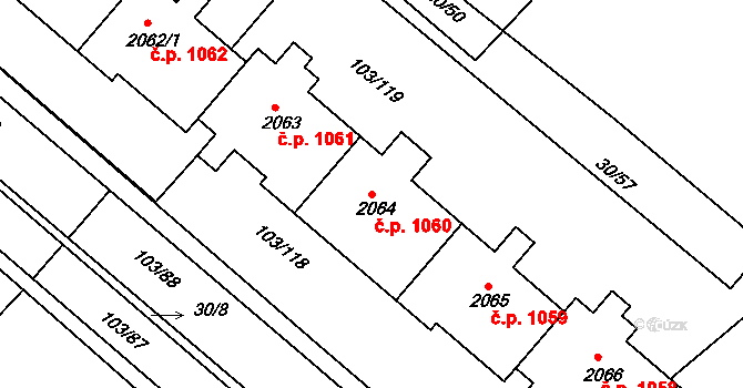 Neratovice 1060 na parcele st. 2064 v KÚ Neratovice, Katastrální mapa