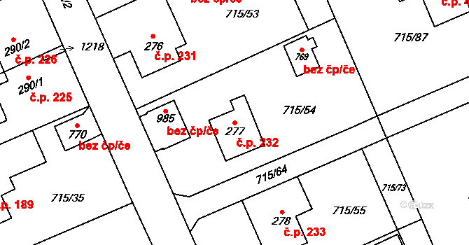 Velká Ledhuje 232, Police nad Metují na parcele st. 277 v KÚ Velká Ledhuje, Katastrální mapa