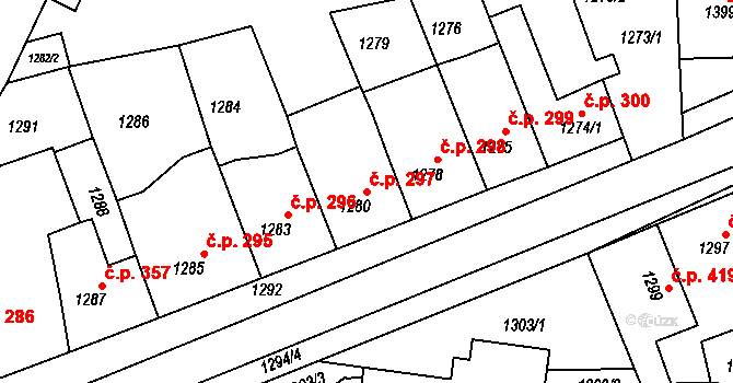 Olešnice 297 na parcele st. 1280 v KÚ Olešnice na Moravě, Katastrální mapa