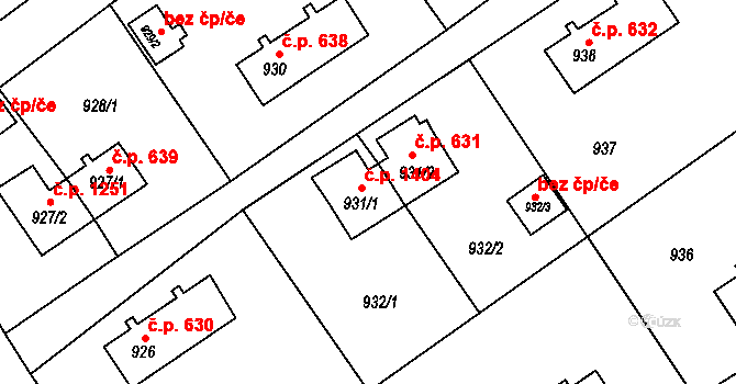 Poruba 1404, Orlová na parcele st. 931/1 v KÚ Poruba u Orlové, Katastrální mapa