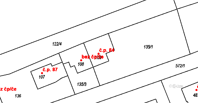 Lubina 84, Kopřivnice na parcele st. 109 v KÚ Drnholec nad Lubinou, Katastrální mapa